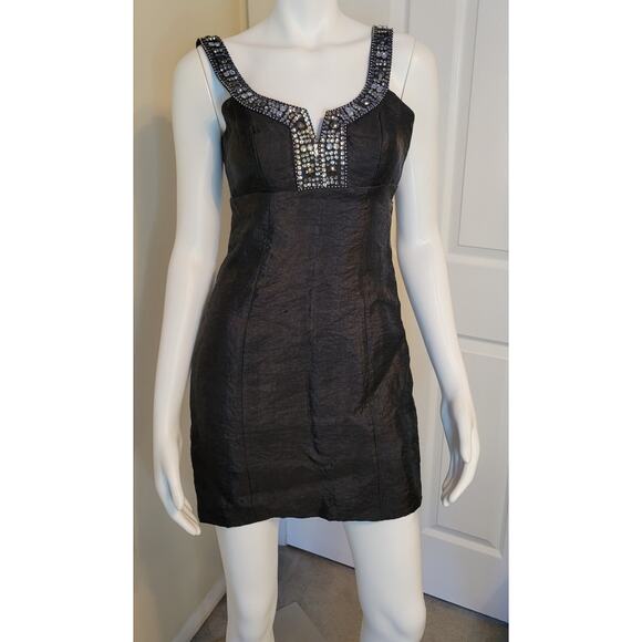 Laundry by Shelli Segal Beaded Black Sheath Short Party Dress Sleeveless Size 0 - Picture 1 of 10